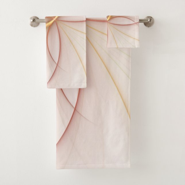 Nobly Copper And Gold Abstract Modern Fractal Art Bath Towel Set (Insitu)