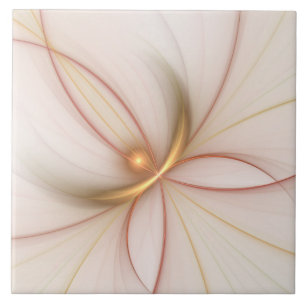 Nobly Copper And Gold Abstract Modern Fractal Art Ceramic Tile