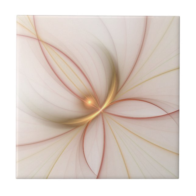 Nobly Copper And Gold Abstract Modern Fractal Art Ceramic Tile (Front)
