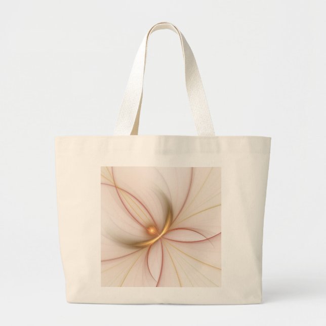 Nobly Copper And Gold Abstract Modern Fractal Art Large Tote Bag (Front)