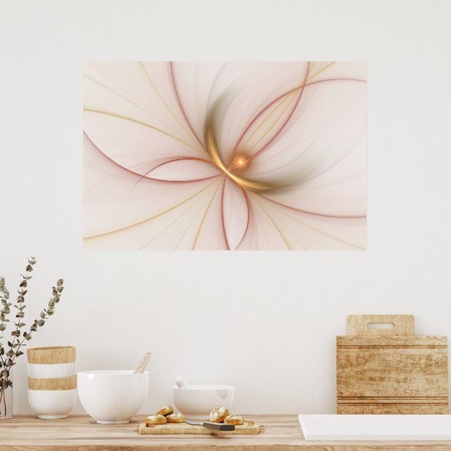 Nobly Copper And Gold Abstract Modern Fractal Art Poster (Kitchen)