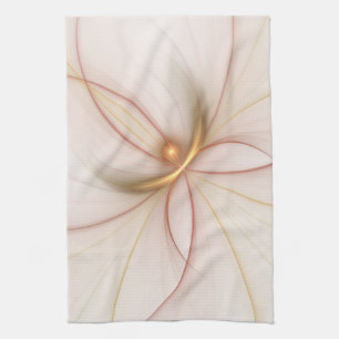 Nobly Copper And Gold Abstract Modern Fractal Art Tea Towel