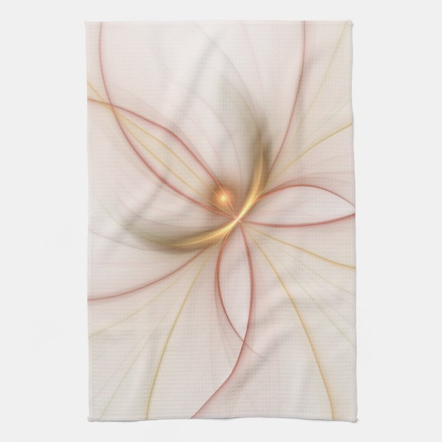 Nobly Copper And Gold Abstract Modern Fractal Art Tea Towel (Vertical)