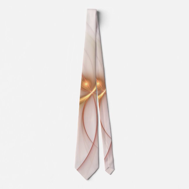 Nobly Copper And Gold Abstract Modern Fractal Art Tie (Front)