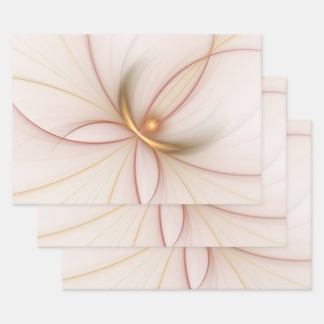 Nobly Copper And Gold Abstract Modern Fractal Art Wrapping Paper Sheet (Set)