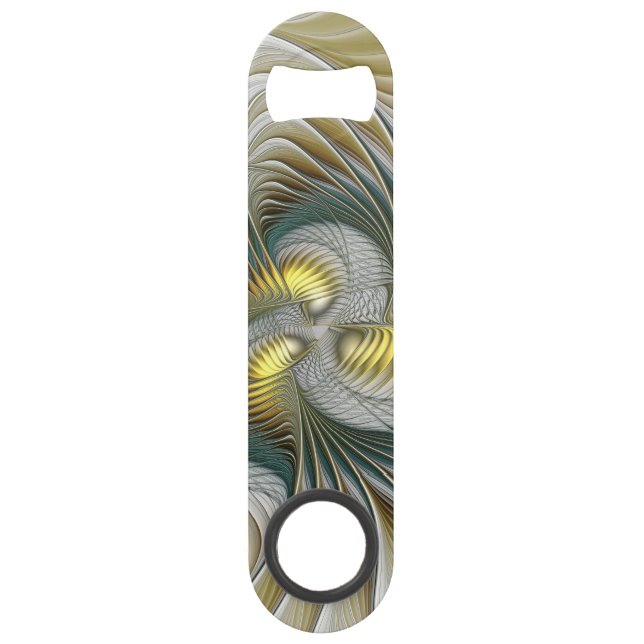 Nobly Golden Teal Abstract Fantasy Fractal Art (Front)