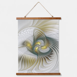 Nobly Golden Teal Abstract Fantasy Fractal Art Hanging Tapestry