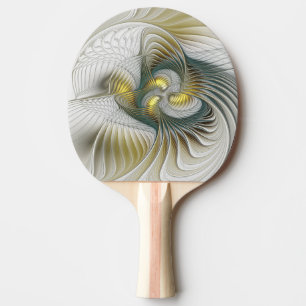 Nobly Golden Teal Abstract Fantasy Fractal Art Ping Pong Paddle