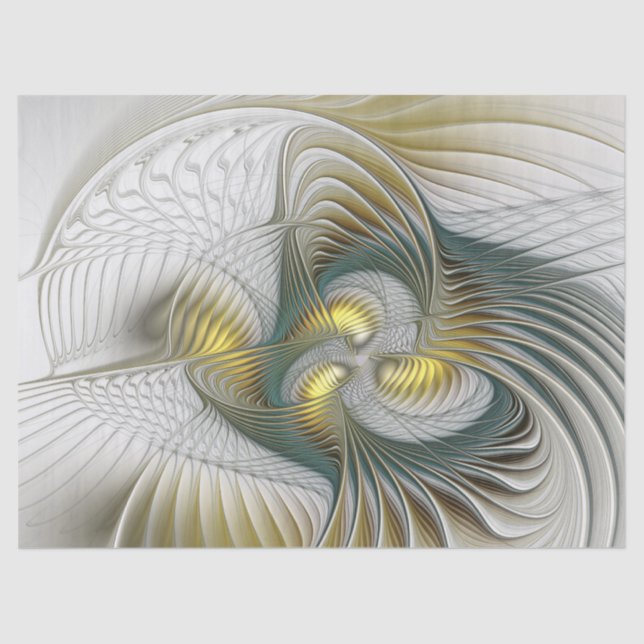 Nobly Golden Teal Abstract Fantasy Fractal Art Tissue Paper (Front)