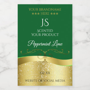 Nobly Wavy Gold Decor Dark Green Monogram Label