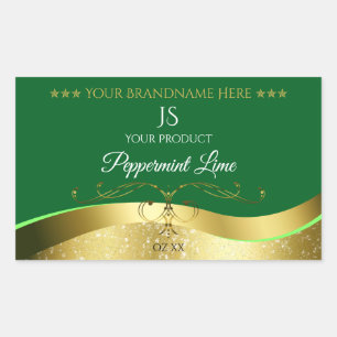 Nobly Wavy Gold Decor Dark Green Monogram Label