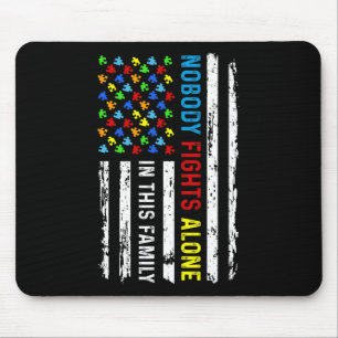 Nobody Fight Alone American Flag Puzzle Autism Awa Mouse Pad