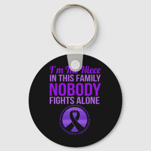 Nobody Fights Alone Alzheimerheimer's Awareness Key Ring