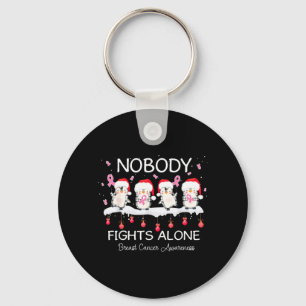 Nobody Fights Alone Breast Cancer Awareness Key Ring