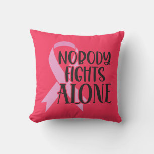 Nobody Fights Alone Cancer Ribbon Cushion