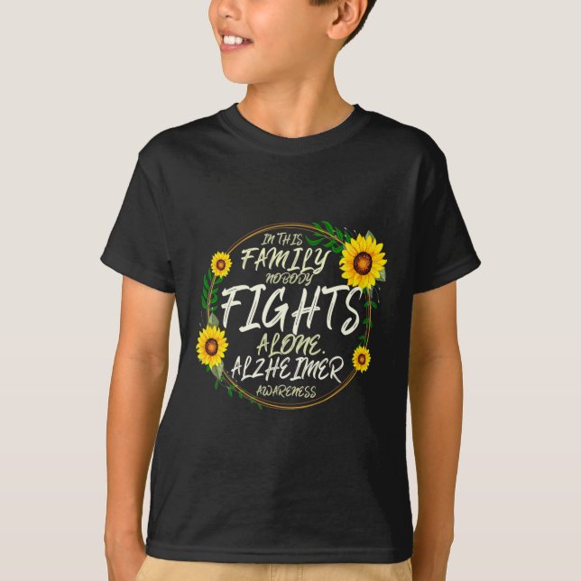 Nobody Fights Alone. Family Support. Alzheimer Awa T-Shirt (Front)