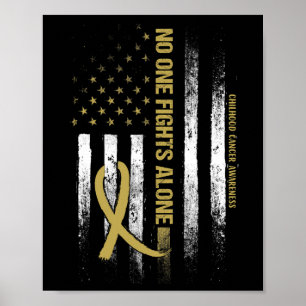 Nobody Fights Alone Flag Ribbon Childhood Cancer A Poster