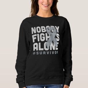 	Nobody Fights Alone Grey Ribbon Shirt Lung Cancer