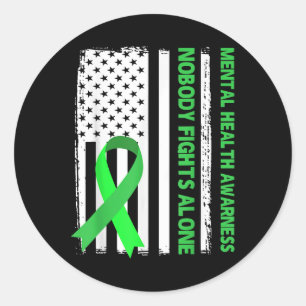 Nobody Fights Alone Mental Health Awareness Americ Classic Round Sticker