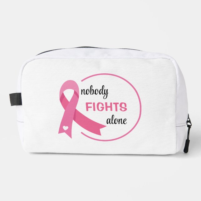 Nobody Fights Alone Pink Ribbon Dopp Kit (Front)