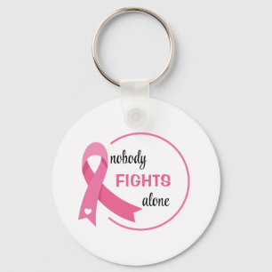 Nobody Fights Alone Pink Ribbon Key Ring