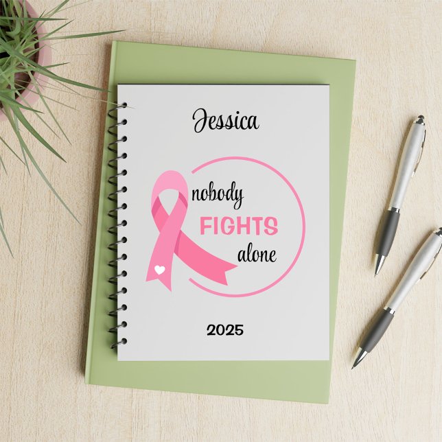Nobody Fights Alone Pink Ribbon Notebook (Creator Uploaded)