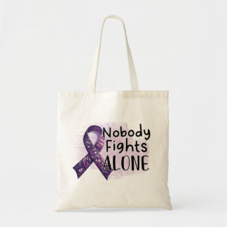 Nobody Fights Alone Purple Ribbon Awareness  Tote Bag