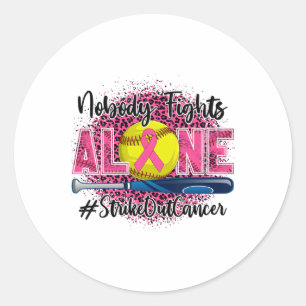 Nobody Fights Alone Strike Out Breast Cancer Softl Classic Round Sticker