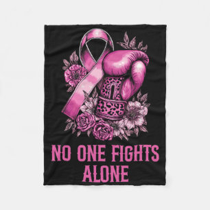 Nobody Fights Breast Cancer Alone Leopard Floral P Fleece Blanket