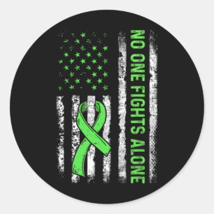 Nobody Fights Mental Health Alone American Flag Gr Classic Round Sticker