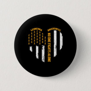 Nobody Fights Usa Flag Heart Alone Leukaemia Aware 6 Cm Round Badge