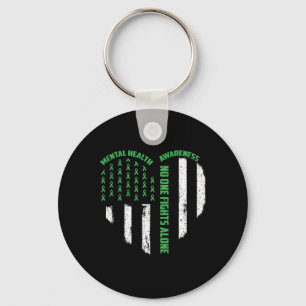 Nobody Fights Usa Flag Heart Alone Mental Health A Key Ring