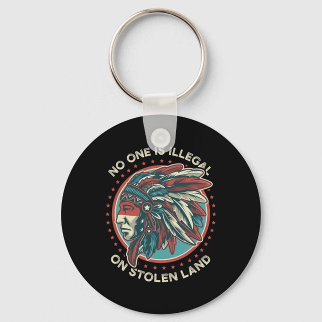 Nobody Is Illegal On Stolen Land  Key Ring (Front)