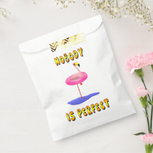 Nobody is perfect - flamingo with swimming ring favour bag