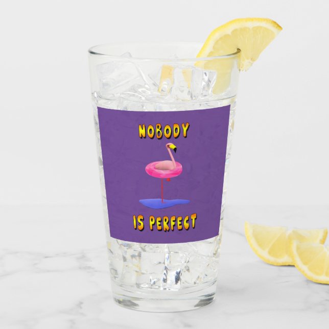 Nobody is perfect - flamingo with swimming ring glass (Back Ice)