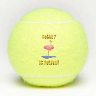 Nobody is perfect - flamingo with swimming ring tennis balls