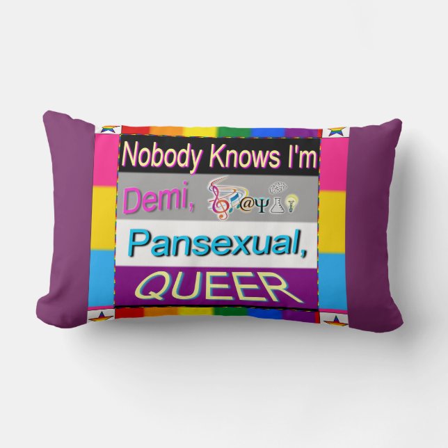 Nobody Knows I'm Demi Sapio Pansexual QUEER Lumbar Cushion (Front)