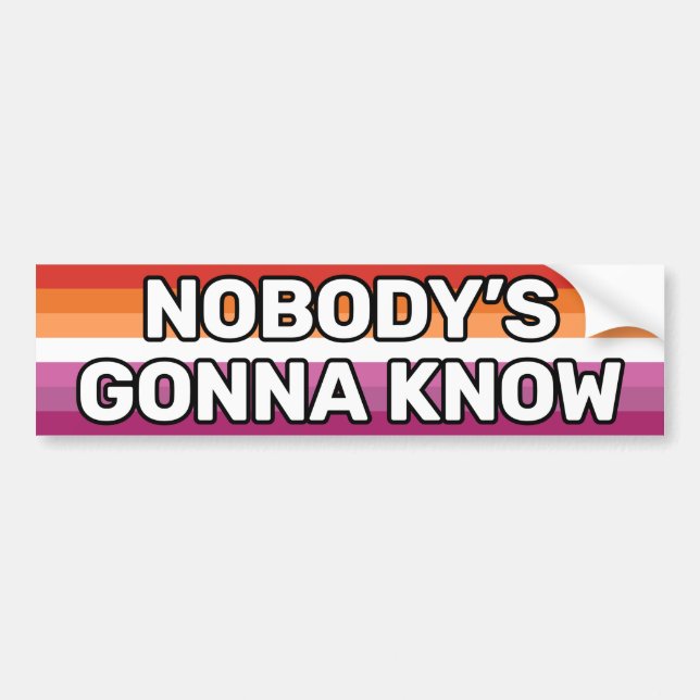 Nobody's Gonna Know White Lesbian Flag (2018) Bumper Sticker (Front)