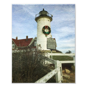 Nobska Lighthouse at Christmas Art Photo Print