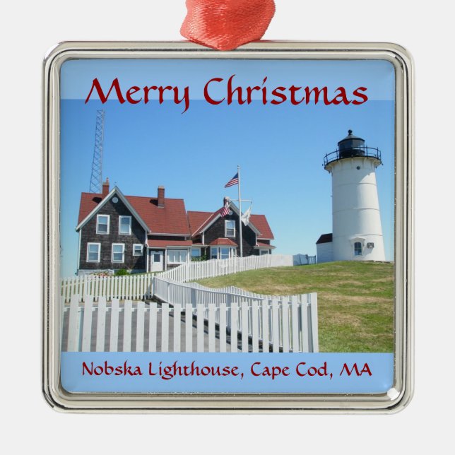 Nobska Lighthouse Merry Christmas Ornament (Front)