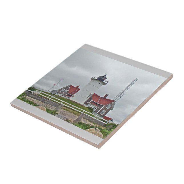 Nobska Point Lighthouse Ceramic Tile (Side)