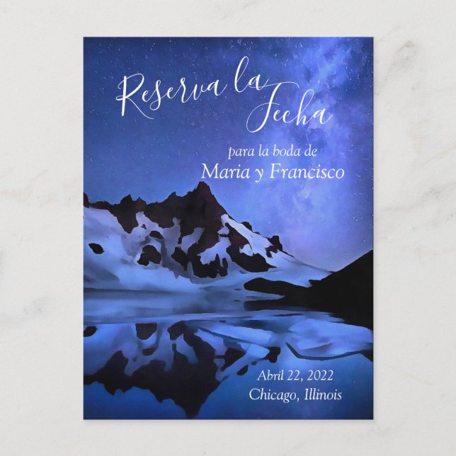 Noche Estrellada en las Montañas  Reserva la Fecha Announcement Postcard (Front)