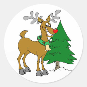 Nochebuena lista del reno classic round sticker