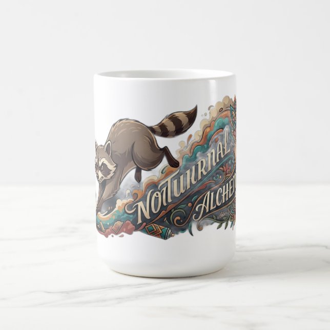 Nocturnal Alchemy Racoon Long Sleeve Coffee Mug (Center)