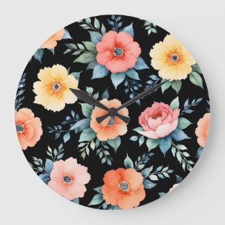 Nocturnal Bloomscape Large Clock