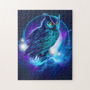 Nocturnal Enigma Glow of Mysterious Owl Jigsaw Puzzle