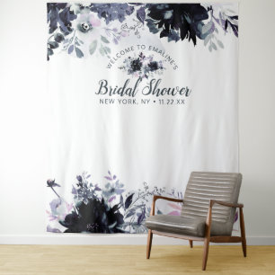 Nocturnal Floral Bridal Shower Photo Prop Backdrop Tapestry