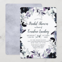Nocturnal Floral Dusty Blue Wedding Bridal Shower