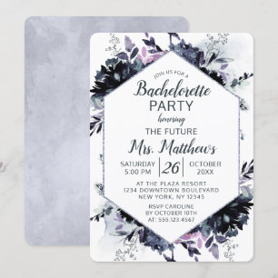 Nocturnal Floral Hexagon Frame Bachelorette Party Invitation