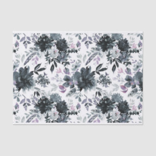 Nocturnal Floral Navy Blue Flower Bouquets Wedding Tissue Paper
